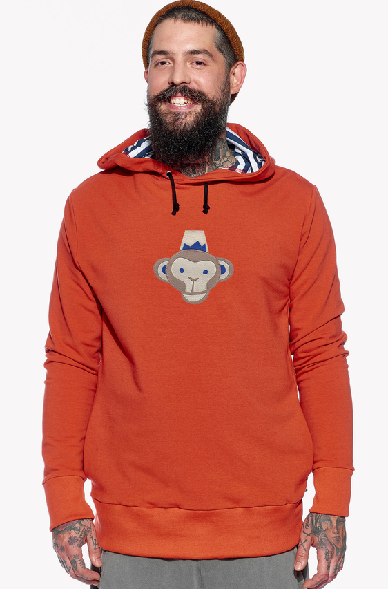 Kapucnis pulóver majommal
