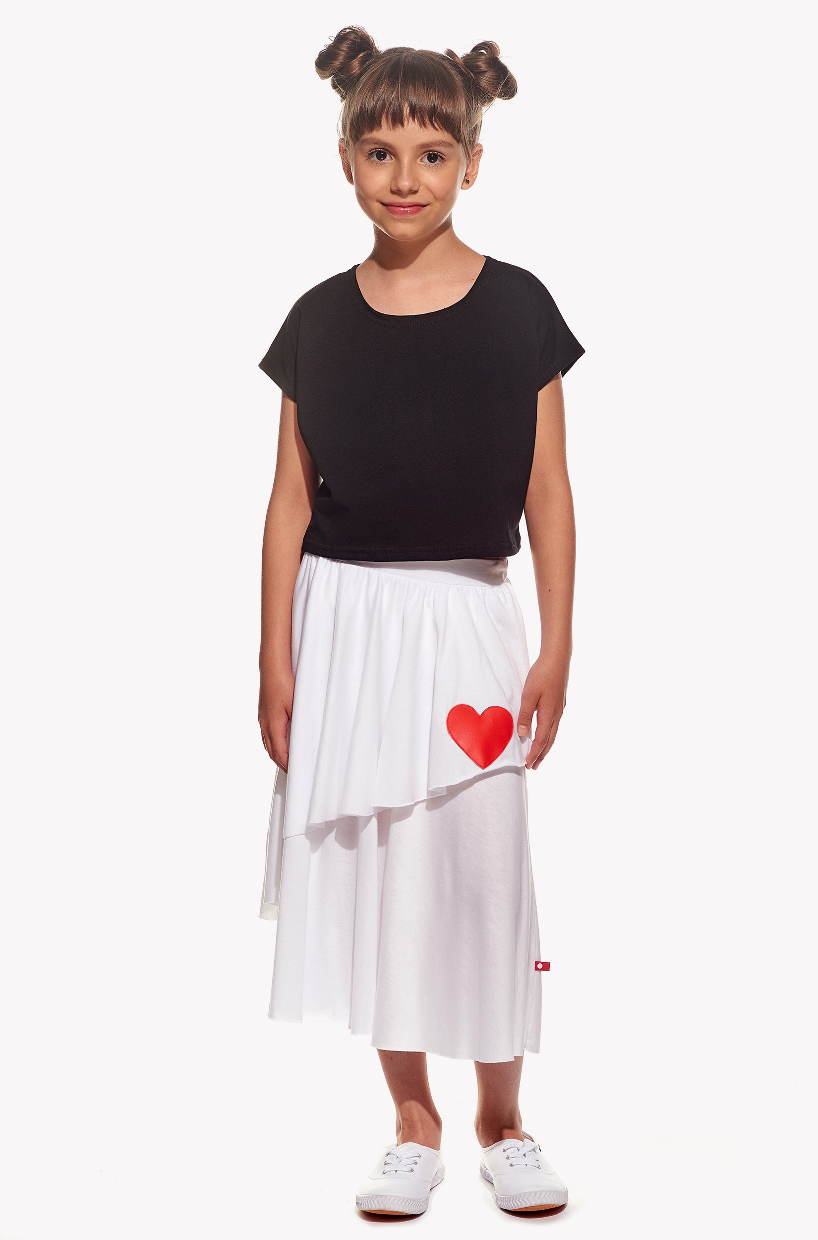 Girl skirt White modal Heart Zoe Mini, Pískacie